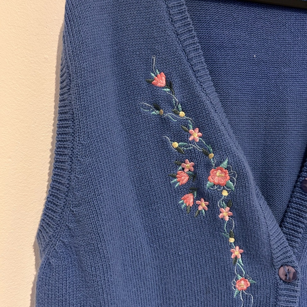 Floral Embroidered Women's Cardigan - Blue/Purple